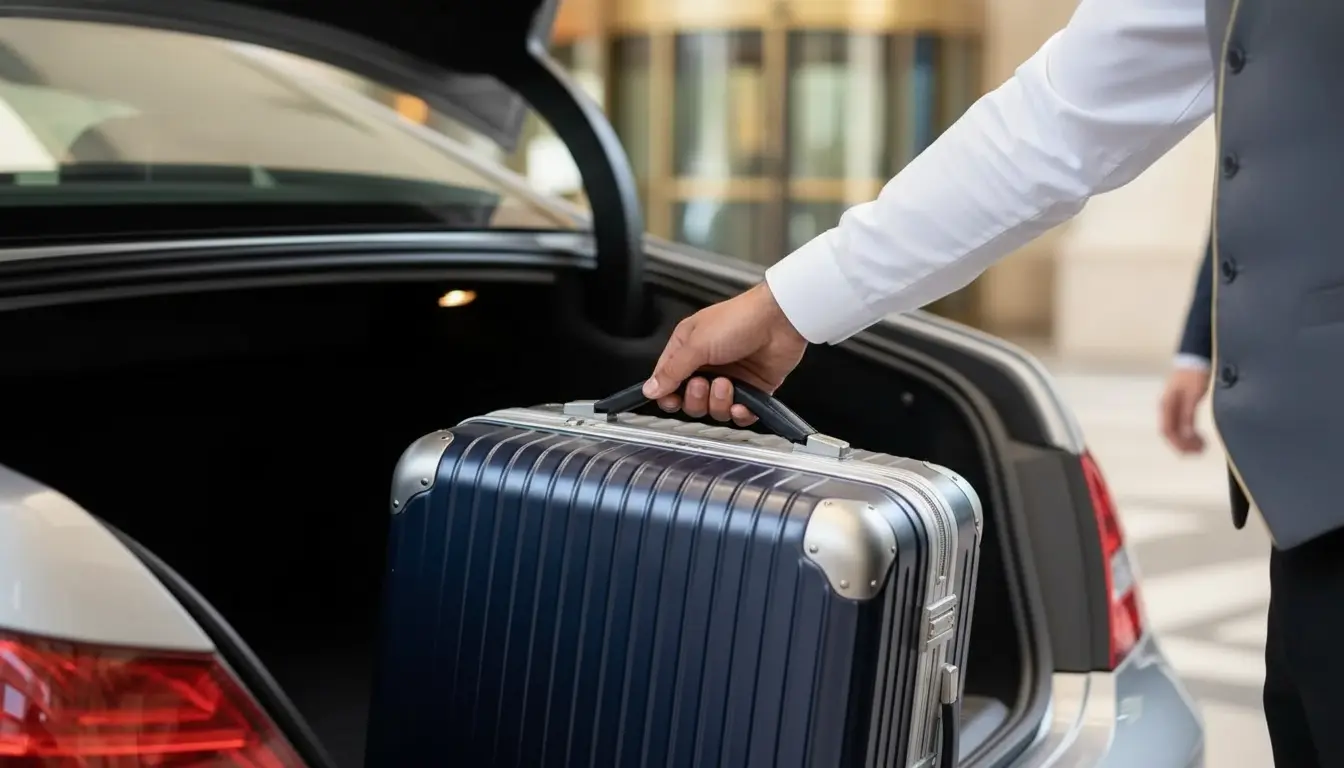 Luggage assistance by valet attendant at a hotel in Dubai