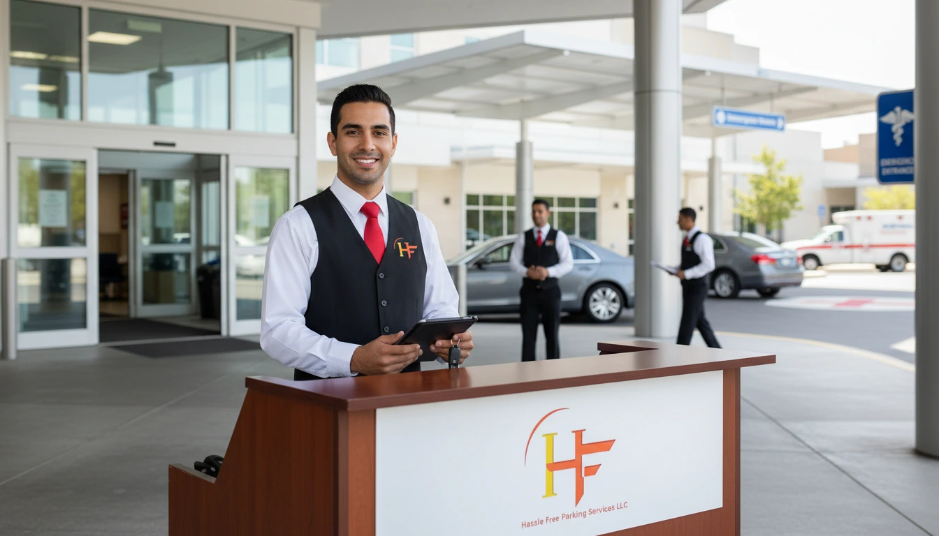 Valet attendant assisting with car parking